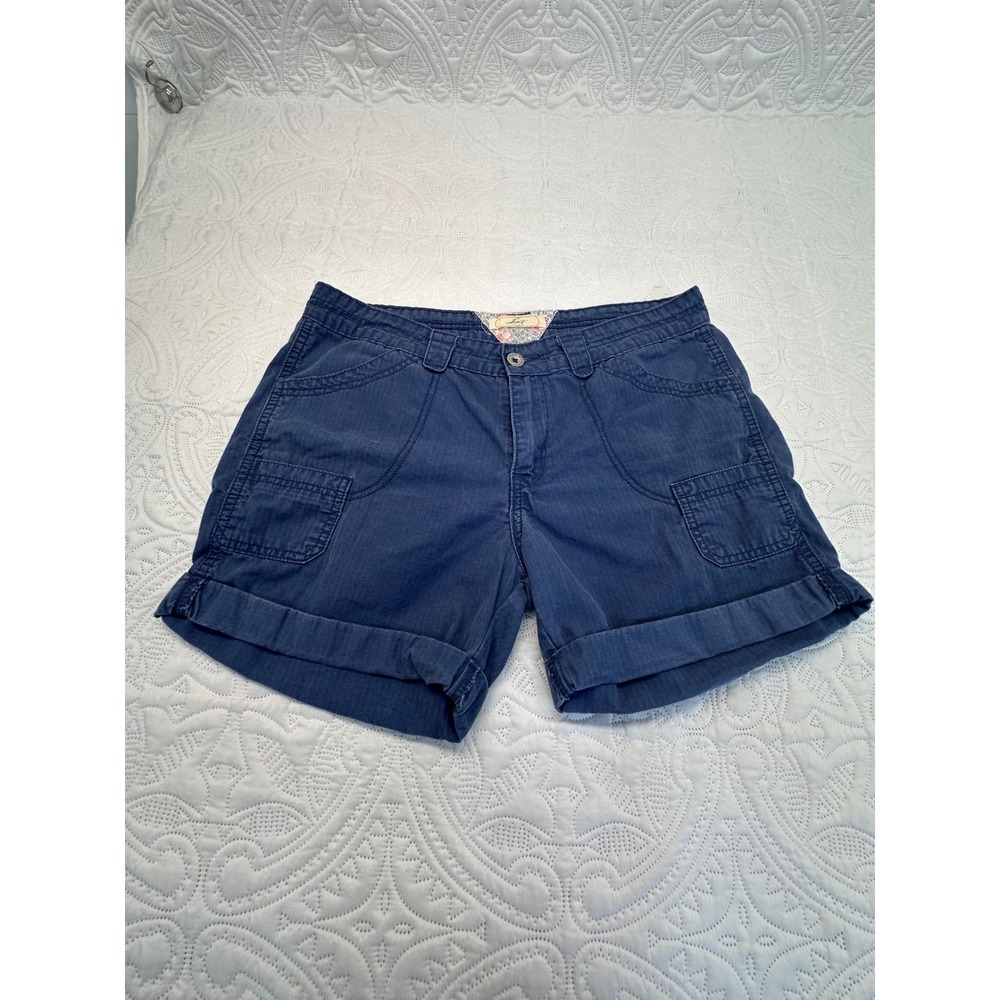Levis Womens Navy Blue Cotton Utility Cuffed Cargo Shorts Size 12